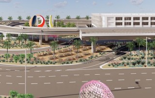 Bicycle and pedestrian paths are being added to Terminal One to reduce traffic. This rendering is from the perspective of the bike path. (Rendering courtesy Patricia Trauth)